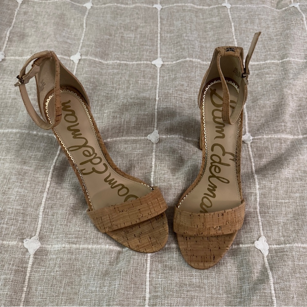 Sam Edelman Yaro Natural Cork Block Heel Sandals - size 10